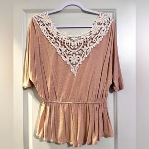 Crochet Back Peplum Blouse Size Small